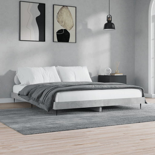 Bedframe bewerkt hout betongrijs 200x200 cm Bedden & bedframes | Creëer jouw Trendy Thuis | Gratis bezorgd & Retour | Trendy.nl