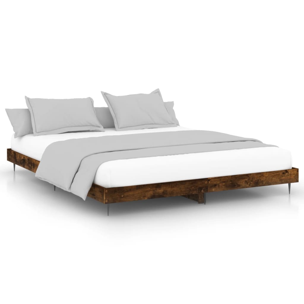 Bedframe bewerkt hout gerookt eikenkleurig 200x200 cm Bedden & bedframes | Creëer jouw Trendy Thuis | Gratis bezorgd & Retour | Trendy.nl