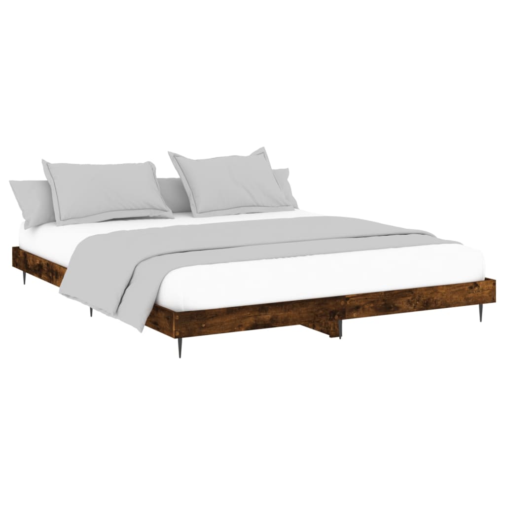 Bedframe bewerkt hout gerookt eikenkleurig 200x200 cm Bedden & bedframes | Creëer jouw Trendy Thuis | Gratis bezorgd & Retour | Trendy.nl