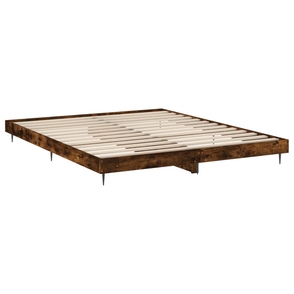 Bedframe bewerkt hout gerookt eikenkleurig 200x200 cm Bedden & bedframes | Creëer jouw Trendy Thuis | Gratis bezorgd & Retour | Trendy.nl