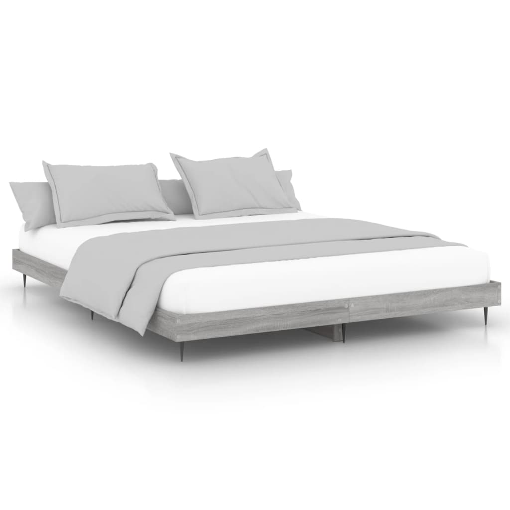 Bedframe bewerkt hout grijs sonoma eikenkleurig 200x200 cm Bedden & bedframes | Creëer jouw Trendy Thuis | Gratis bezorgd & Retour | Trendy.nl