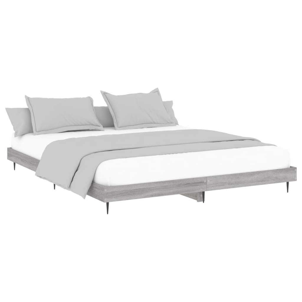 Bedframe bewerkt hout grijs sonoma eikenkleurig 200x200 cm Bedden & bedframes | Creëer jouw Trendy Thuis | Gratis bezorgd & Retour | Trendy.nl