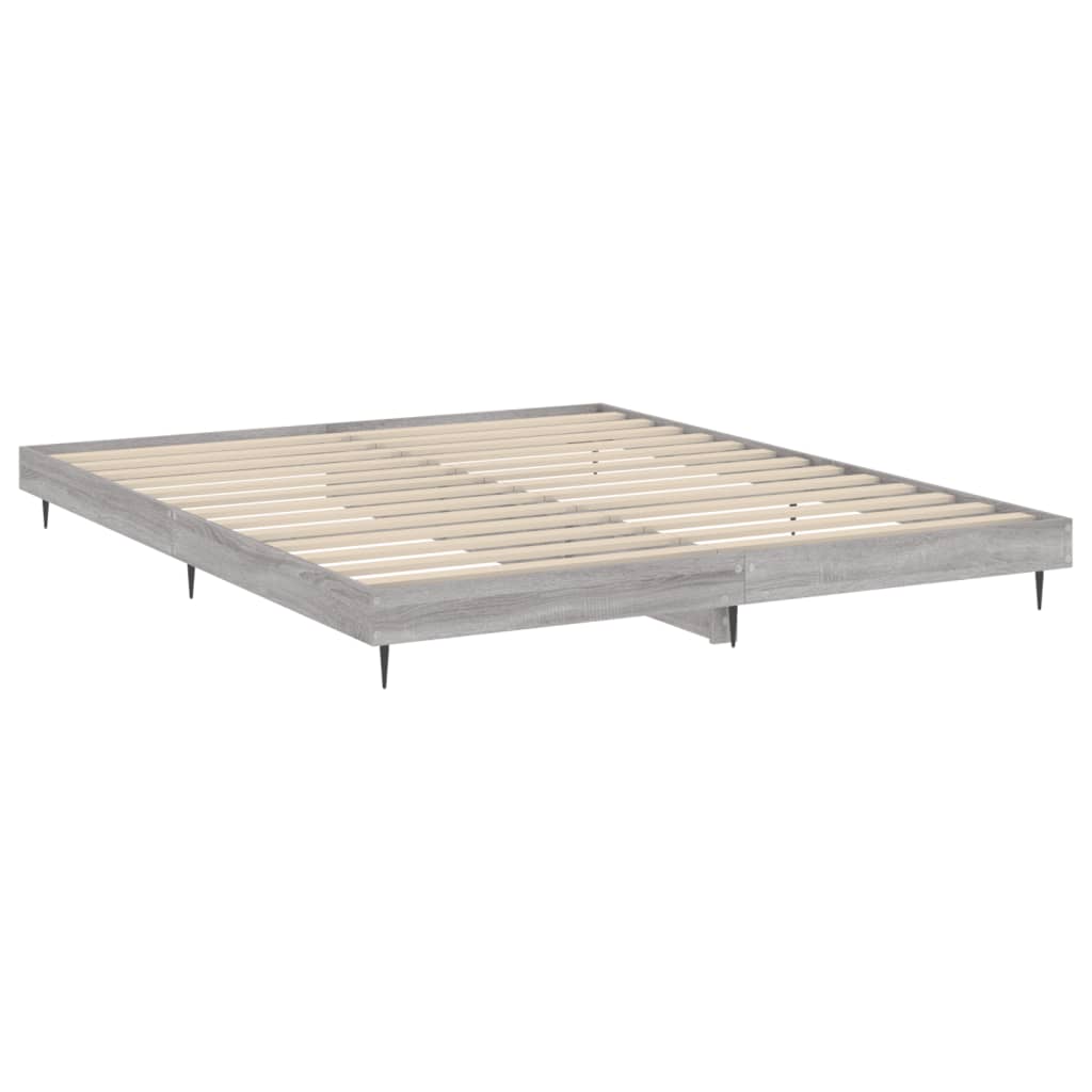 Bedframe bewerkt hout grijs sonoma eikenkleurig 200x200 cm Bedden & bedframes | Creëer jouw Trendy Thuis | Gratis bezorgd & Retour | Trendy.nl