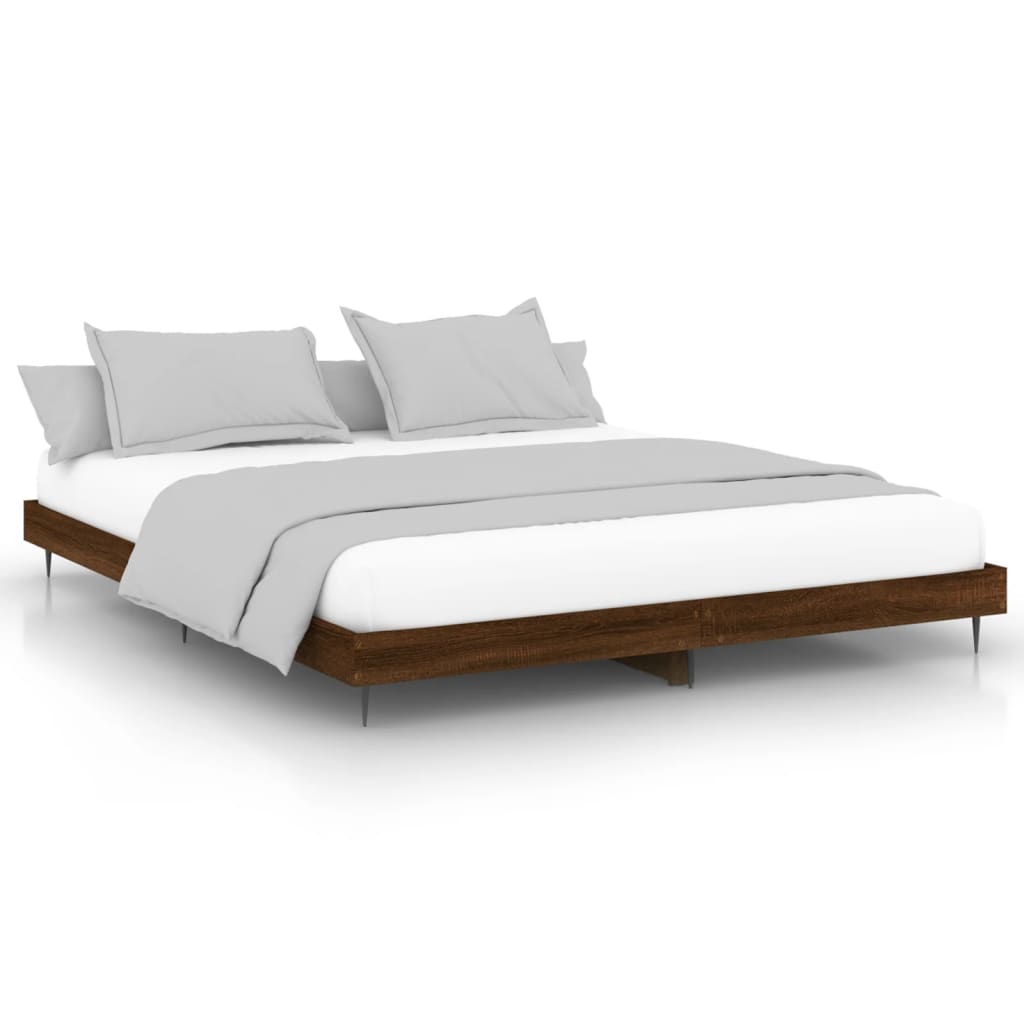 Bedframe bewerkt hout bruin eikenkleur 200x200 cm Bedden & bedframes | Creëer jouw Trendy Thuis | Gratis bezorgd & Retour | Trendy.nl