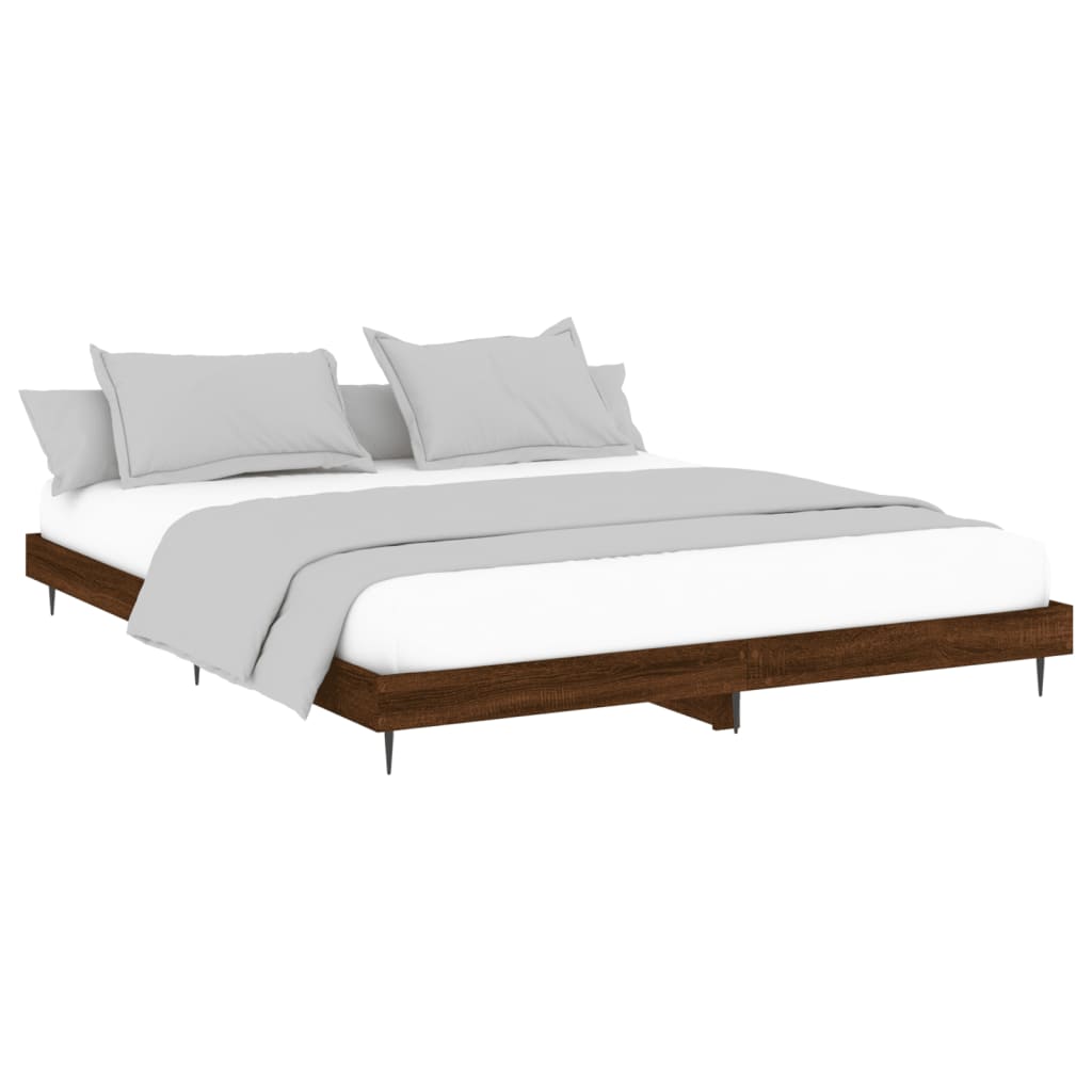 Bedframe bewerkt hout bruin eikenkleur 200x200 cm Bedden & bedframes | Creëer jouw Trendy Thuis | Gratis bezorgd & Retour | Trendy.nl