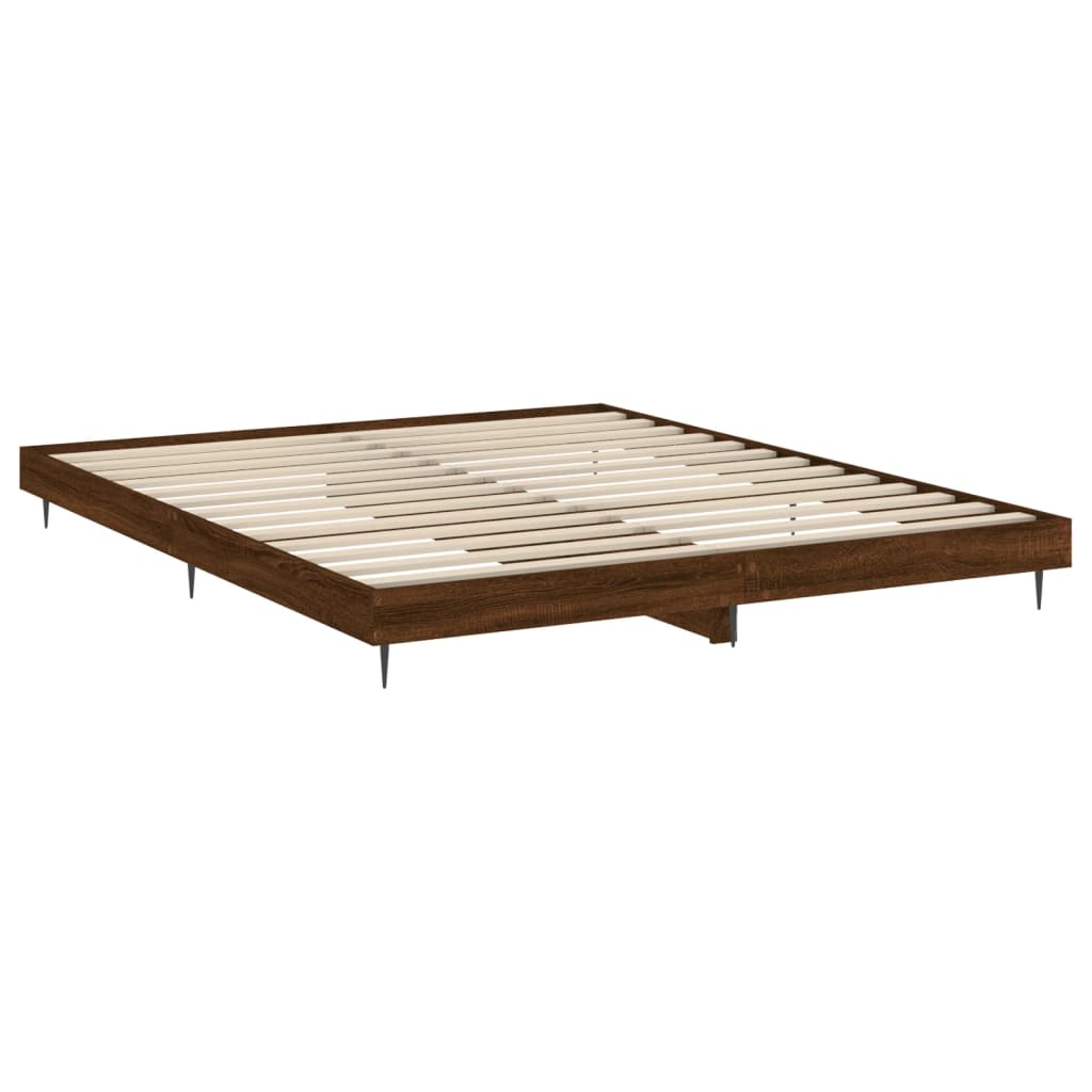 Bedframe bewerkt hout bruin eikenkleur 200x200 cm Bedden & bedframes | Creëer jouw Trendy Thuis | Gratis bezorgd & Retour | Trendy.nl