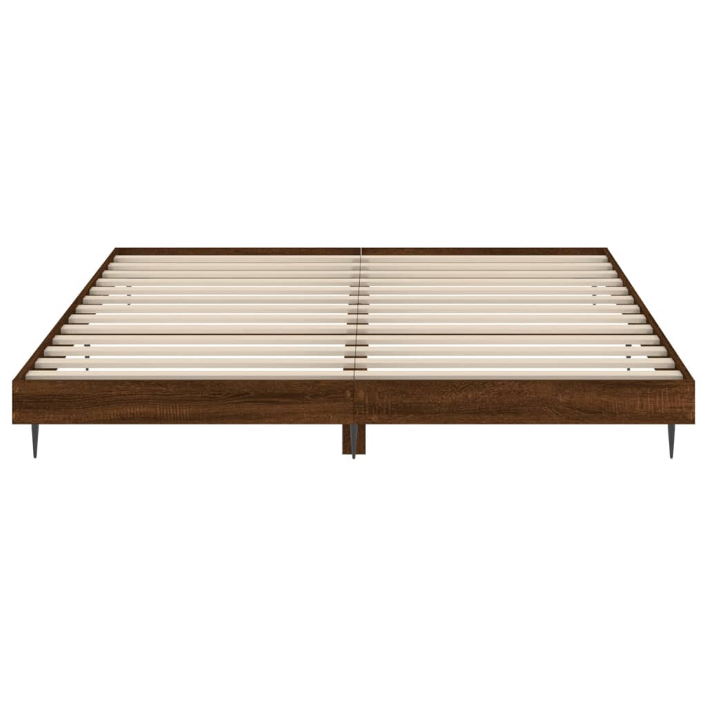 Bedframe bewerkt hout bruin eikenkleur 200x200 cm Bedden & bedframes | Creëer jouw Trendy Thuis | Gratis bezorgd & Retour | Trendy.nl