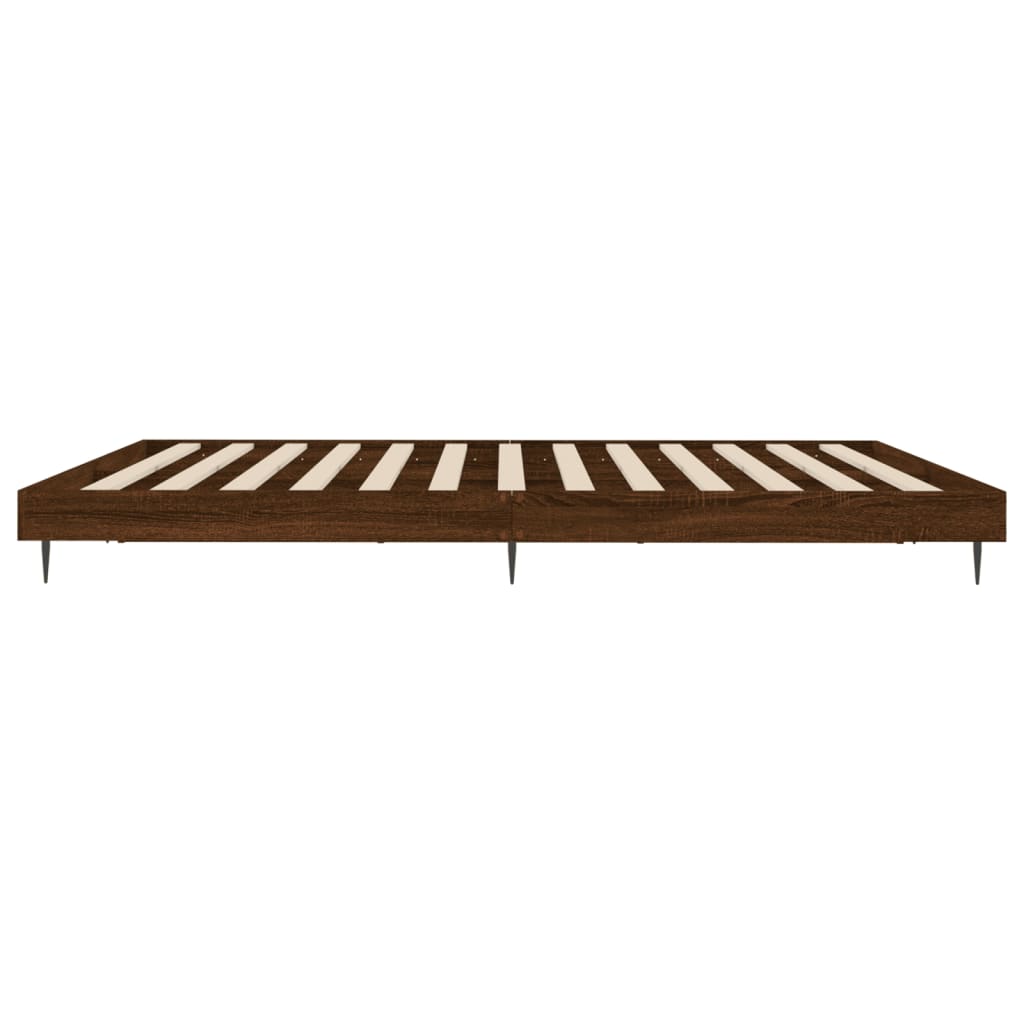 Bedframe bewerkt hout bruin eikenkleur 200x200 cm Bedden & bedframes | Creëer jouw Trendy Thuis | Gratis bezorgd & Retour | Trendy.nl