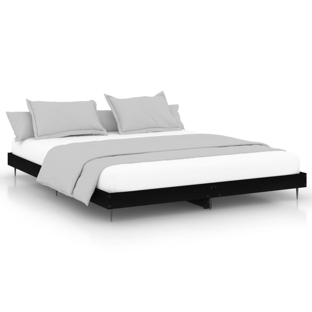 Bedframe bewerkt hout zwart 180x200 cm Bedden & bedframes | Creëer jouw Trendy Thuis | Gratis bezorgd & Retour | Trendy.nl