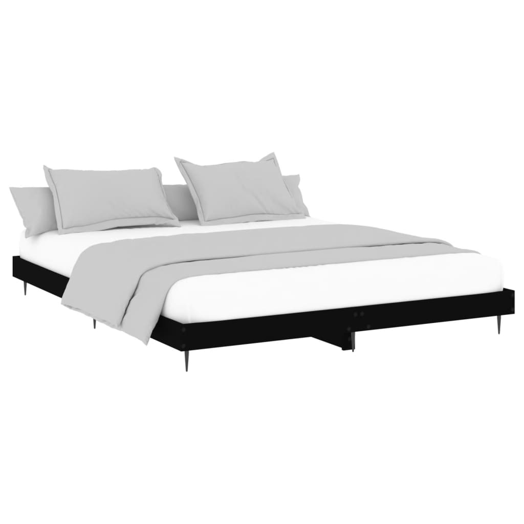 Bedframe bewerkt hout zwart 180x200 cm Bedden & bedframes | Creëer jouw Trendy Thuis | Gratis bezorgd & Retour | Trendy.nl