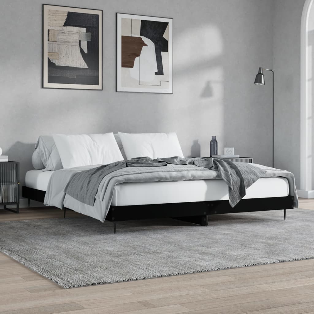 Bedframe bewerkt hout zwart 180x200 cm Bedden & bedframes | Creëer jouw Trendy Thuis | Gratis bezorgd & Retour | Trendy.nl