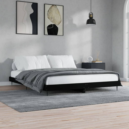 Bedframe bewerkt hout zwart 180x200 cm Bedden & bedframes | Creëer jouw Trendy Thuis | Gratis bezorgd & Retour | Trendy.nl