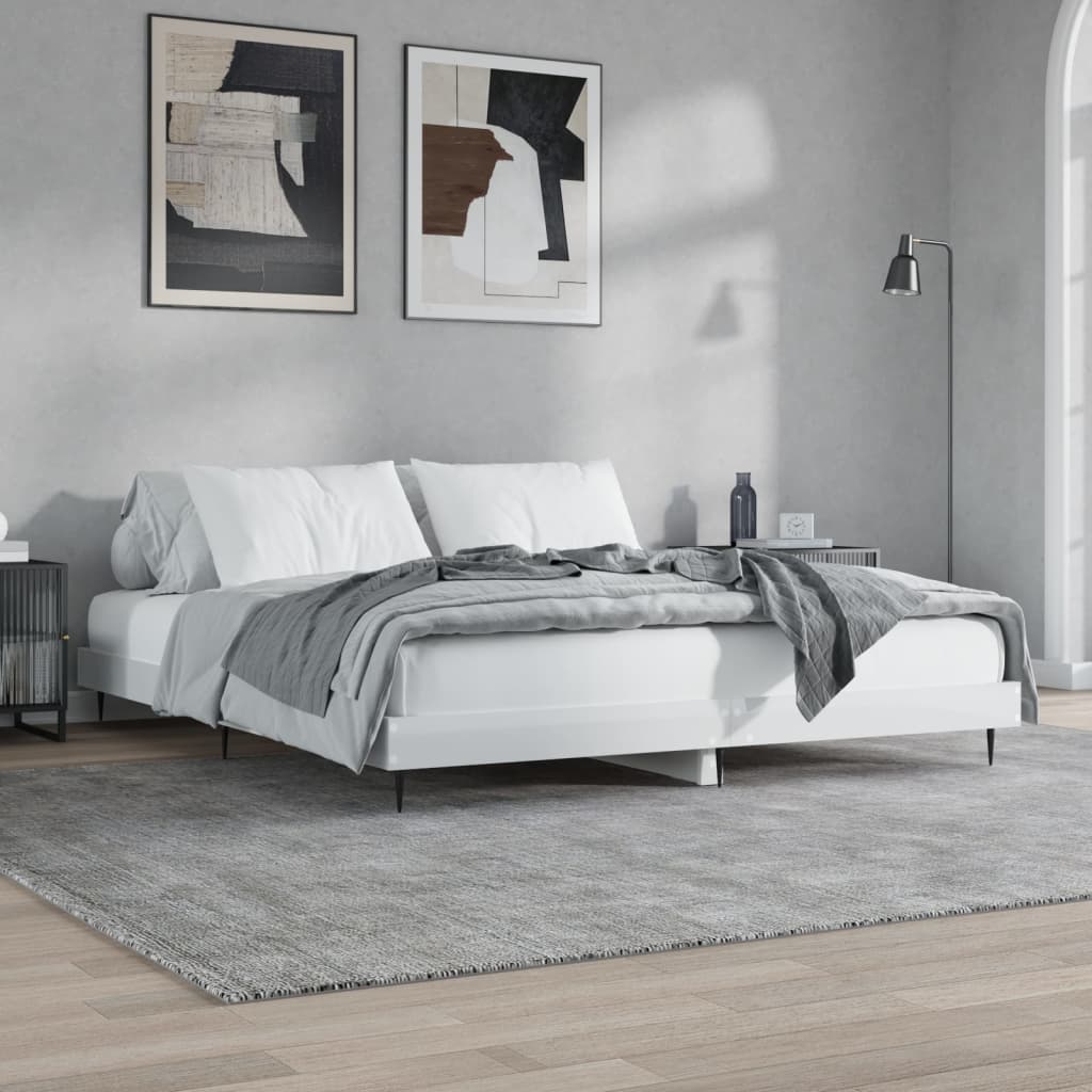 Bedframe bewerkt hout hoogglans wit 180x200 cm Bedden & bedframes | Creëer jouw Trendy Thuis | Gratis bezorgd & Retour | Trendy.nl