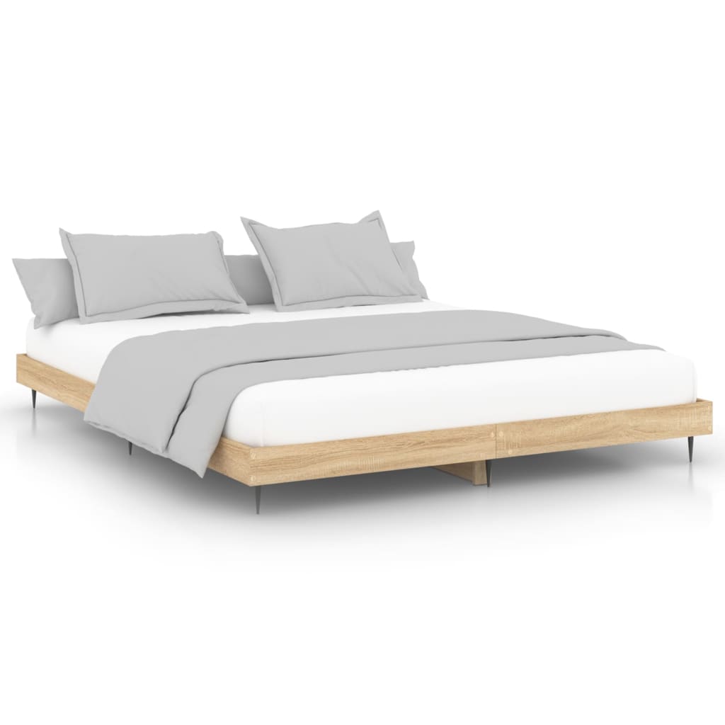 Bedframe bewerkt hout sonoma eikenkleurig 180x200 cm Bedden & bedframes | Creëer jouw Trendy Thuis | Gratis bezorgd & Retour | Trendy.nl