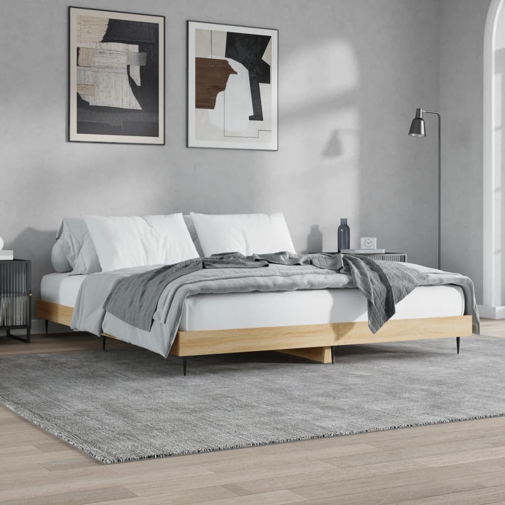 Bedframe bewerkt hout sonoma eikenkleurig 180x200 cm Bedden & bedframes | Creëer jouw Trendy Thuis | Gratis bezorgd & Retour | Trendy.nl