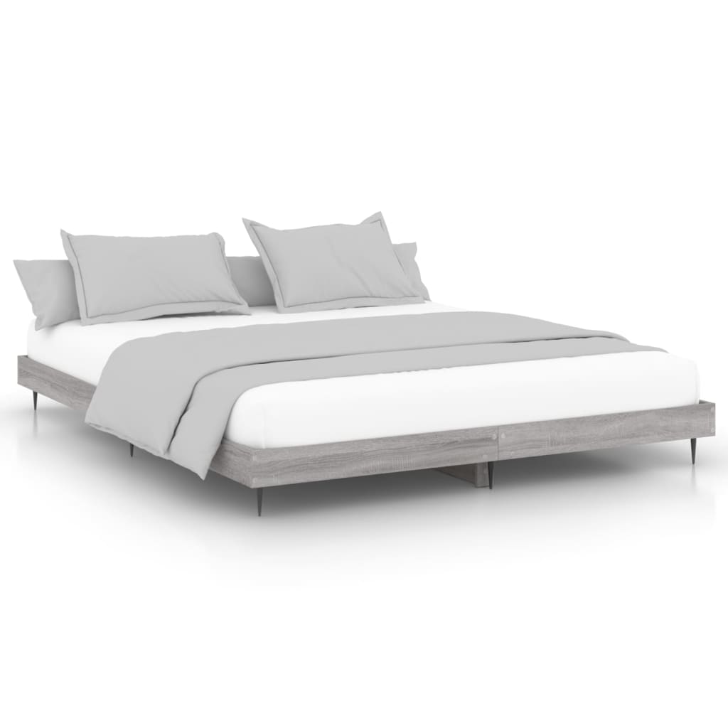 Bedframe bewerkt hout grijs sonoma eikenkleurig 180x200 cm Bedden & bedframes | Creëer jouw Trendy Thuis | Gratis bezorgd & Retour | Trendy.nl