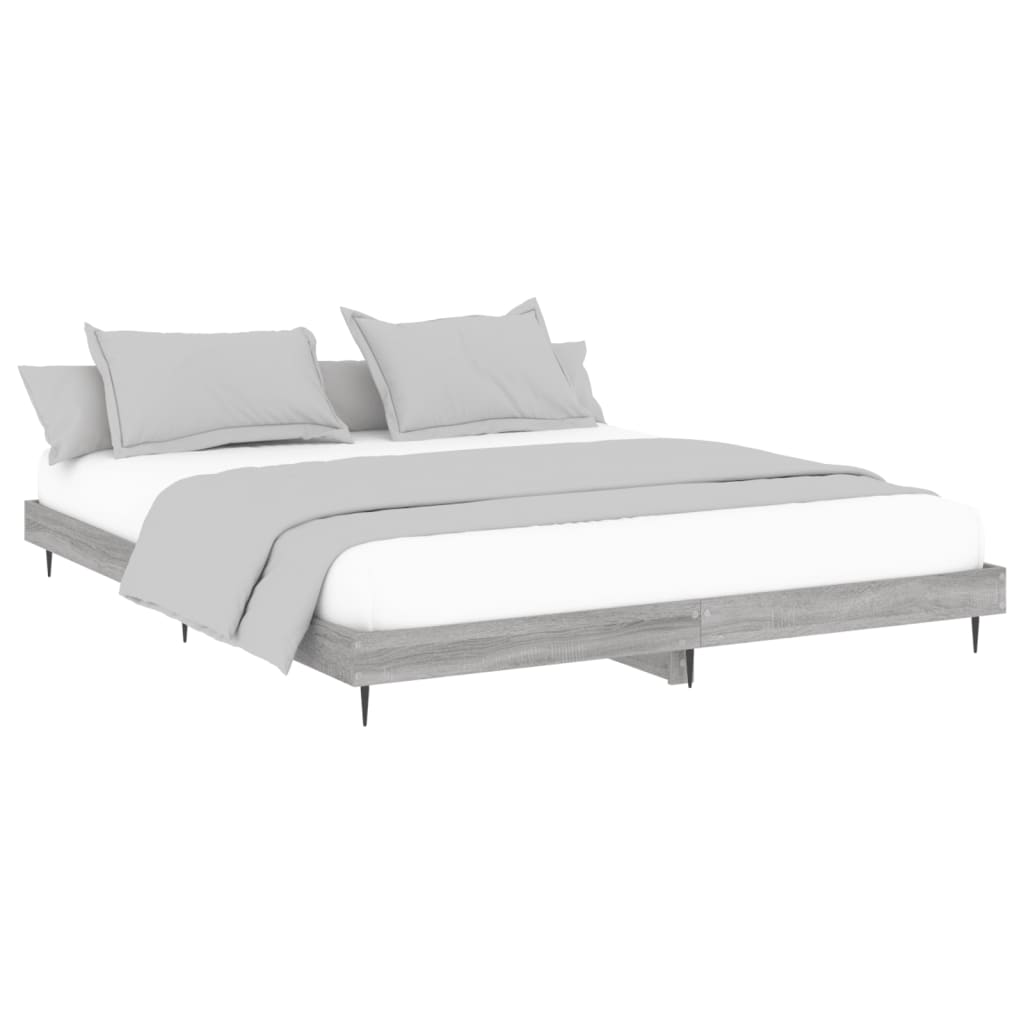 Bedframe bewerkt hout grijs sonoma eikenkleurig 180x200 cm Bedden & bedframes | Creëer jouw Trendy Thuis | Gratis bezorgd & Retour | Trendy.nl