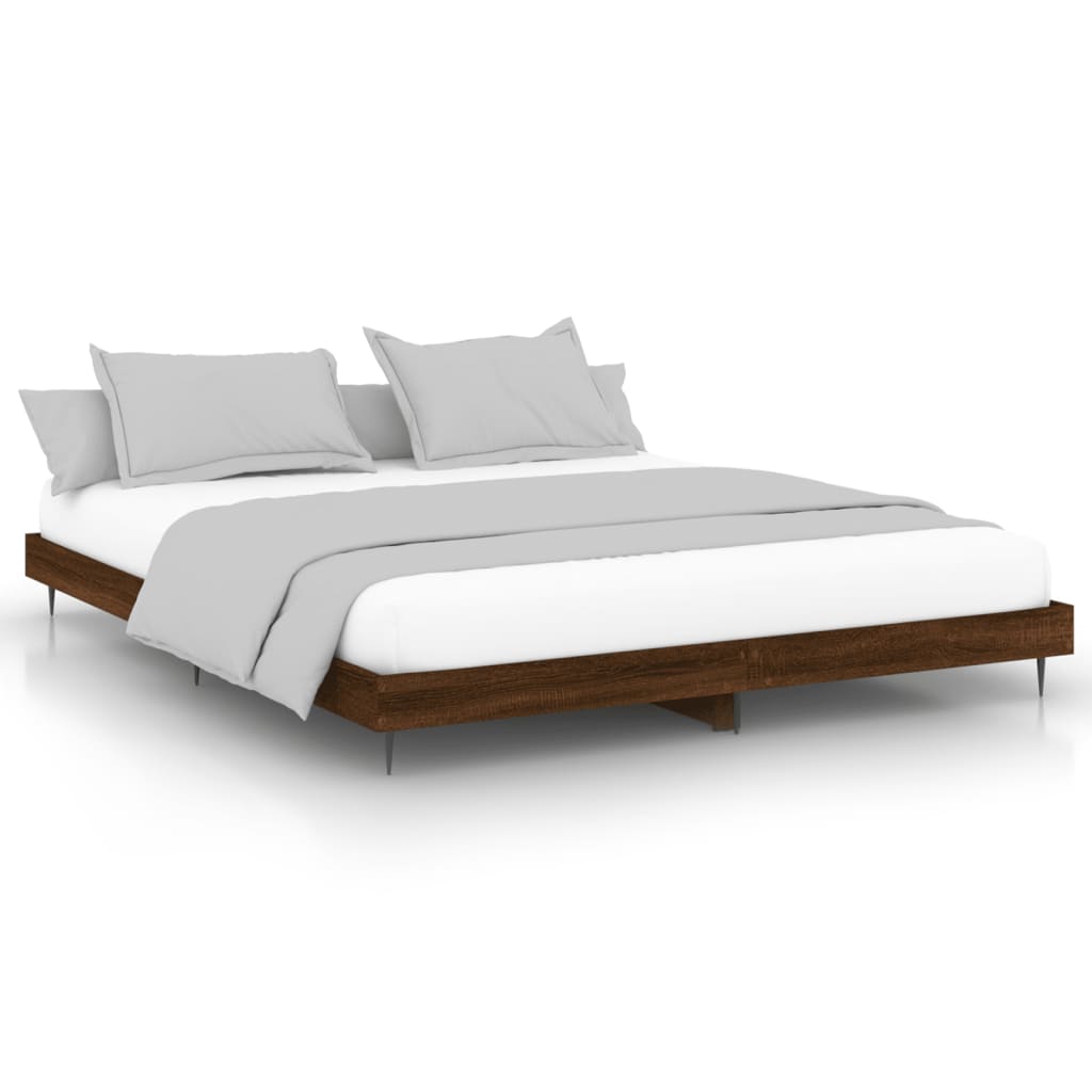 Bedframe bewerkt hout bruin eikenkleur 180x200 cm Bedden & bedframes | Creëer jouw Trendy Thuis | Gratis bezorgd & Retour | Trendy.nl