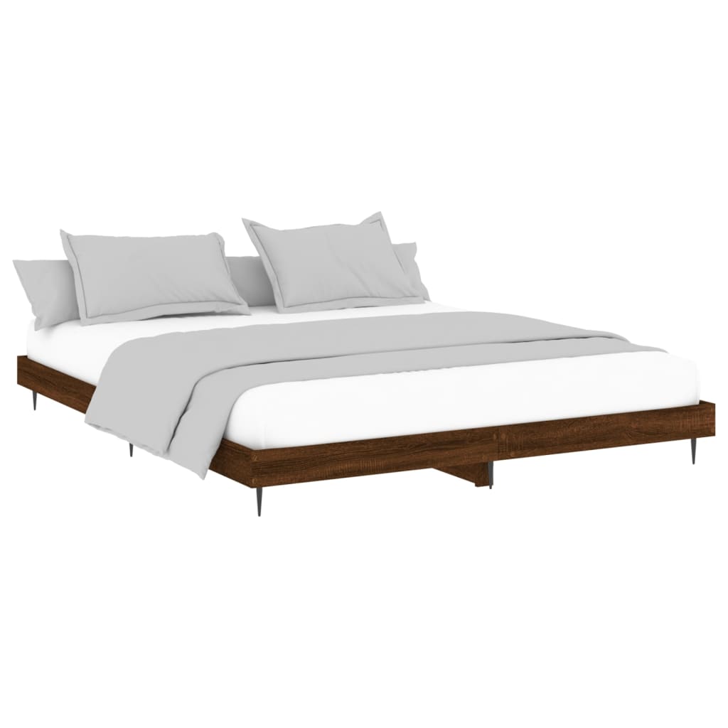 Bedframe bewerkt hout bruin eikenkleur 180x200 cm Bedden & bedframes | Creëer jouw Trendy Thuis | Gratis bezorgd & Retour | Trendy.nl