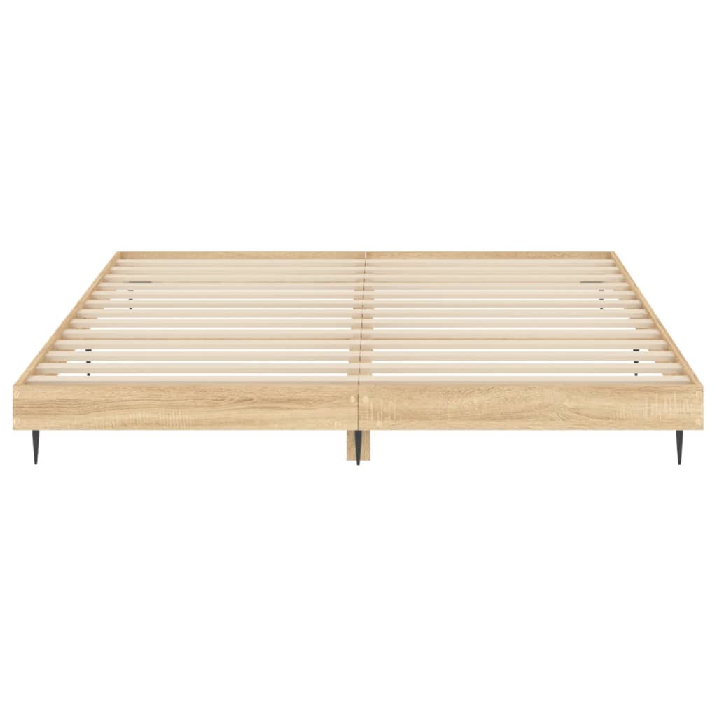 Prachtig bedframe bewerkt hout in sonoma eikenkleur - 150x200 cm Bedden & bedframes | Creëer jouw Trendy Thuis | Gratis bezorgd & Retour | Trendy.nl