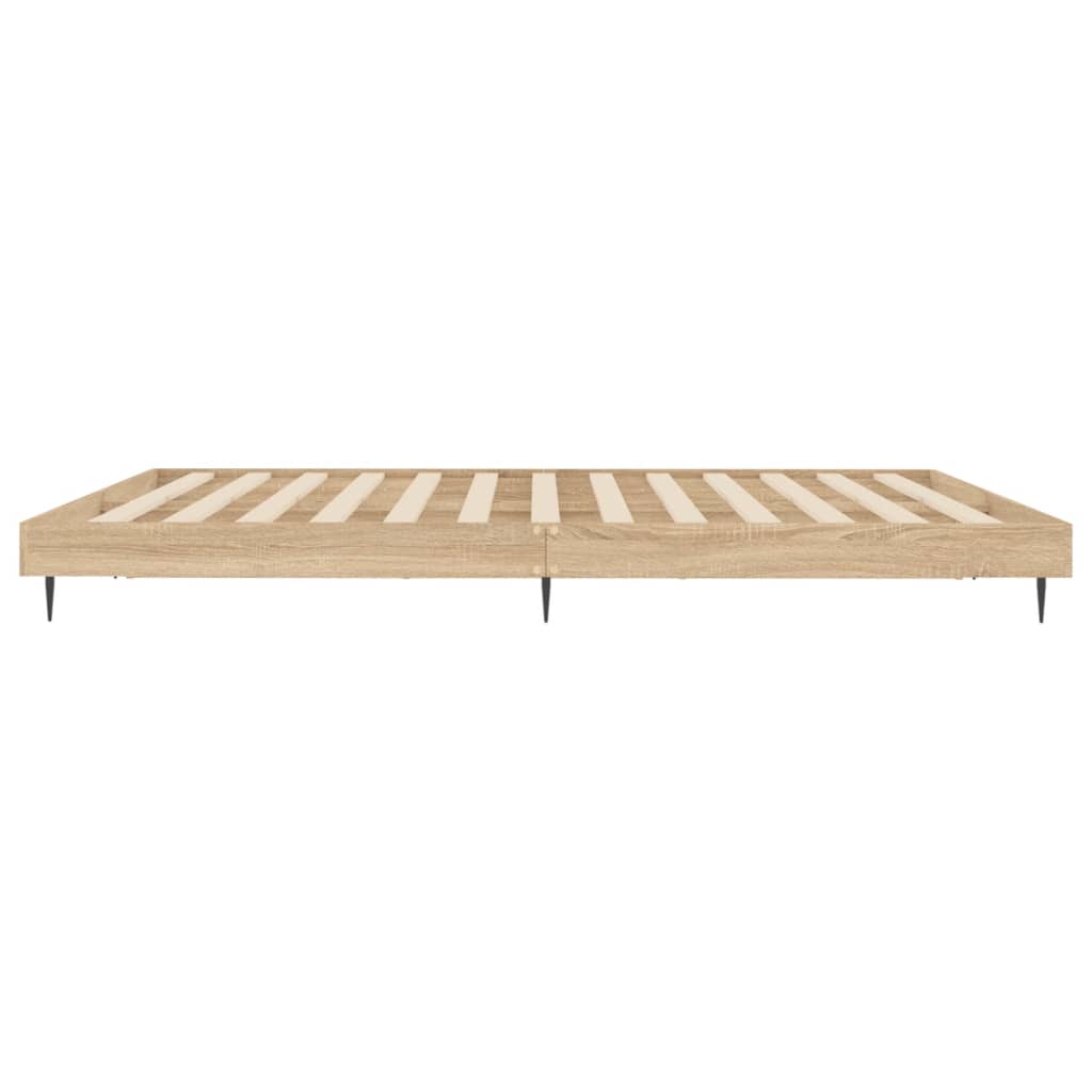 Prachtig bedframe bewerkt hout in sonoma eikenkleur - 150x200 cm Bedden & bedframes | Creëer jouw Trendy Thuis | Gratis bezorgd & Retour | Trendy.nl