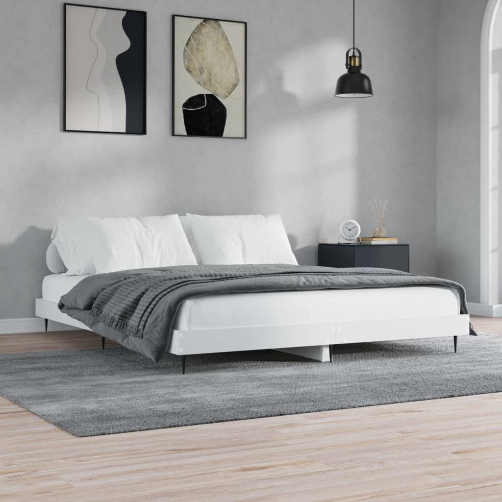 Bedframe bewerkt hout wit 140x200 cm Bedden & bedframes | Creëer jouw Trendy Thuis | Gratis bezorgd & Retour | Trendy.nl