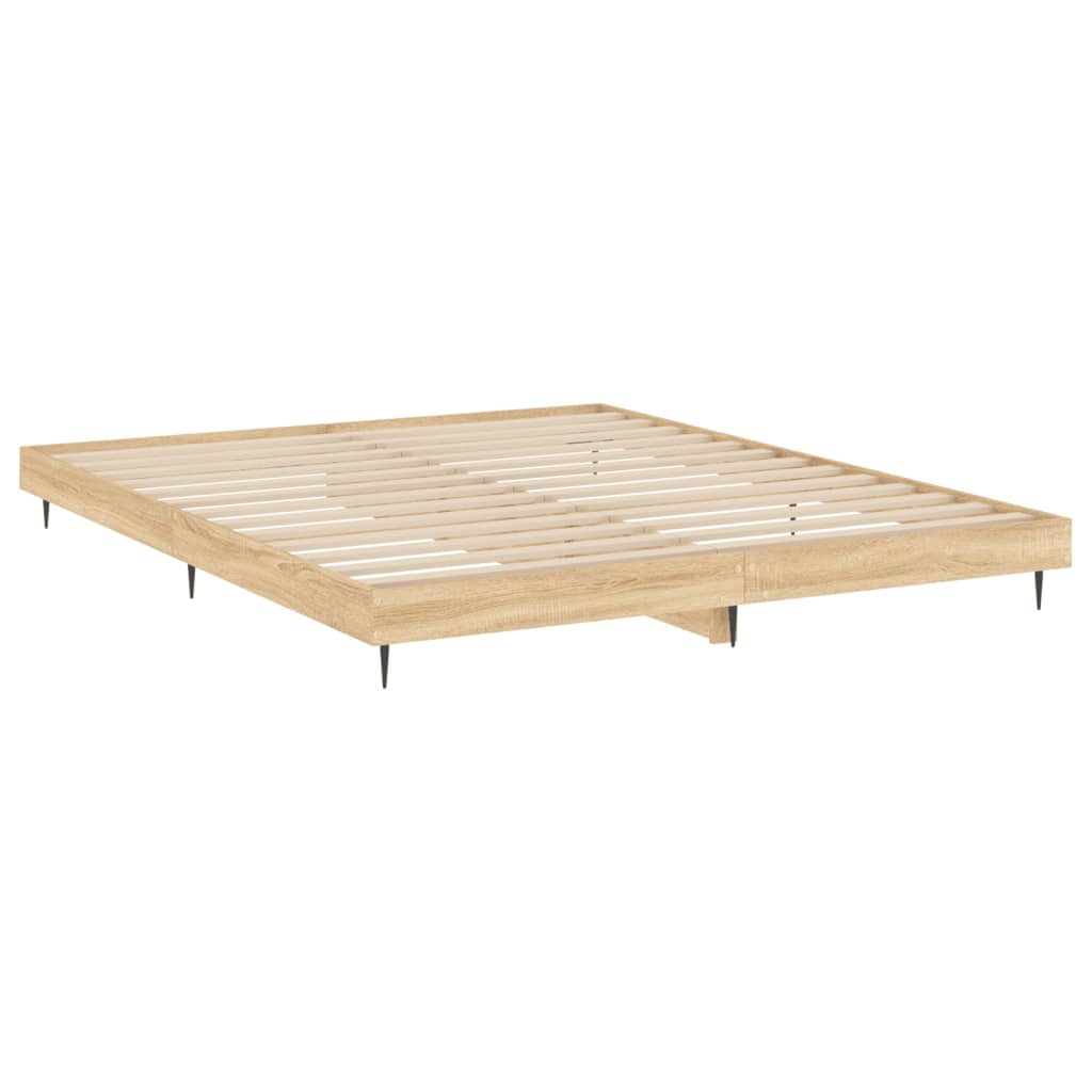 Bedframe bewerkt hout sonoma eikenkleurig 140x200 cm Bedden & bedframes | Creëer jouw Trendy Thuis | Gratis bezorgd & Retour | Trendy.nl