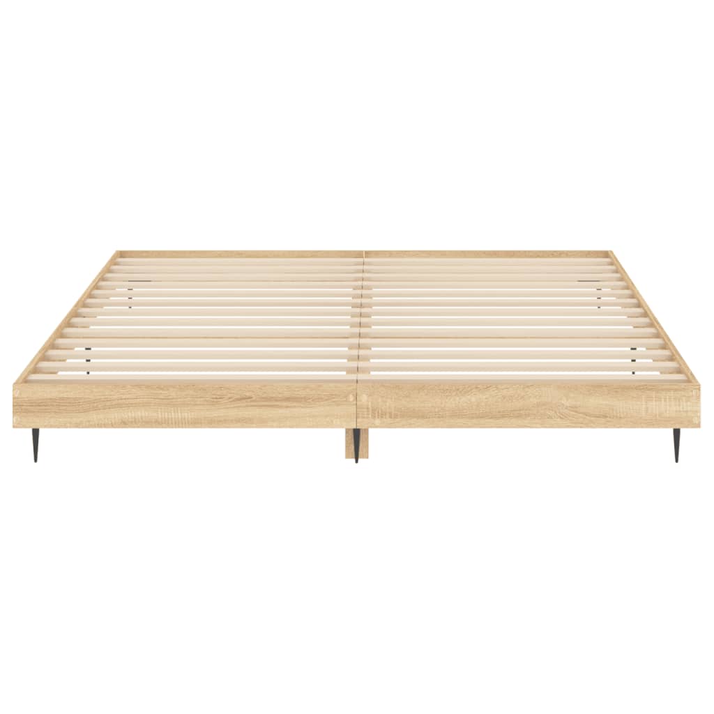 Bedframe bewerkt hout sonoma eikenkleurig 140x200 cm Bedden & bedframes | Creëer jouw Trendy Thuis | Gratis bezorgd & Retour | Trendy.nl