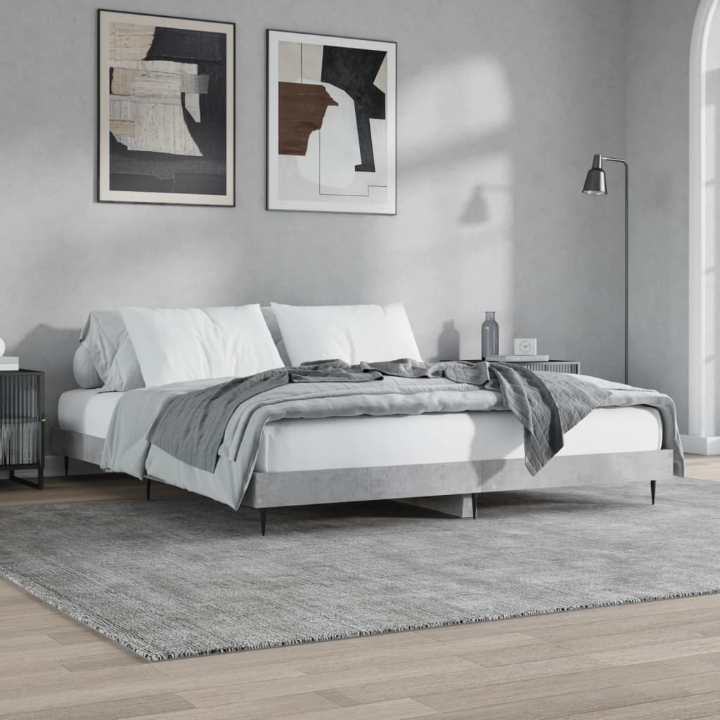 Bedframe bewerkt hout betongrijs 140x200 cm Bedden & bedframes | Creëer jouw Trendy Thuis | Gratis bezorgd & Retour | Trendy.nl