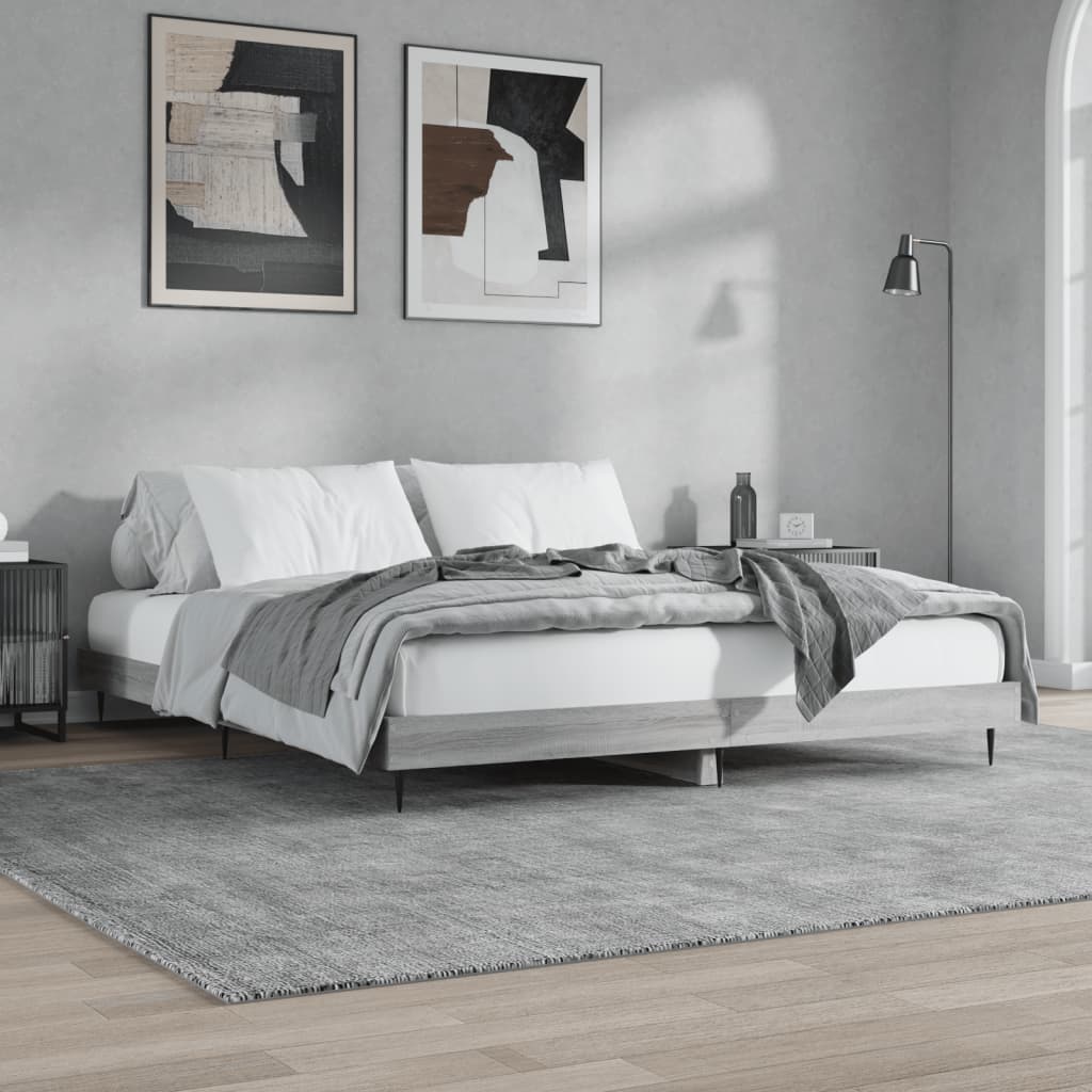 Bedframe bewerkt hout grijs sonoma eikenkleurig 140x200 cm Bedden & bedframes | Creëer jouw Trendy Thuis | Gratis bezorgd & Retour | Trendy.nl