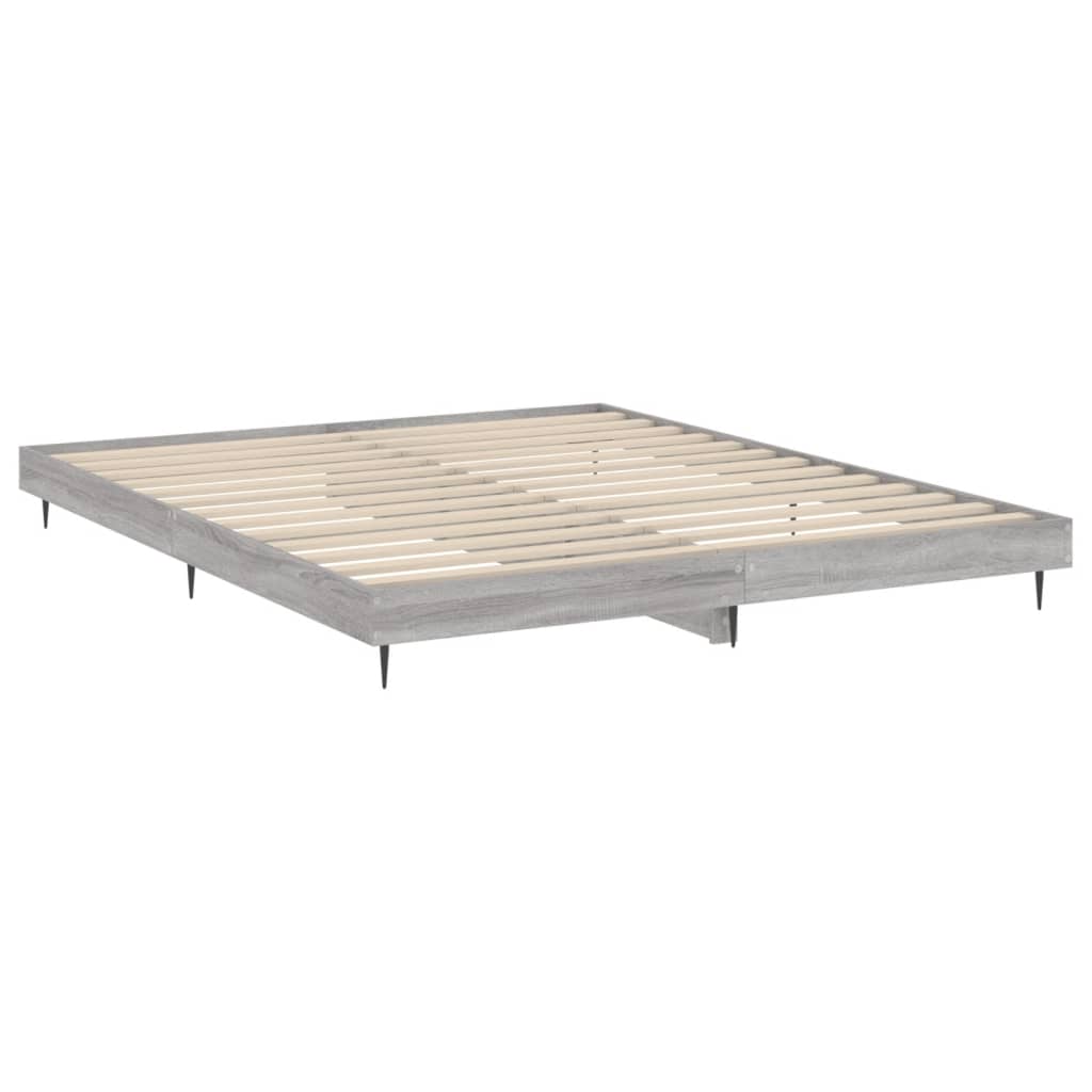 Bedframe bewerkt hout grijs sonoma eikenkleurig 140x200 cm Bedden & bedframes | Creëer jouw Trendy Thuis | Gratis bezorgd & Retour | Trendy.nl