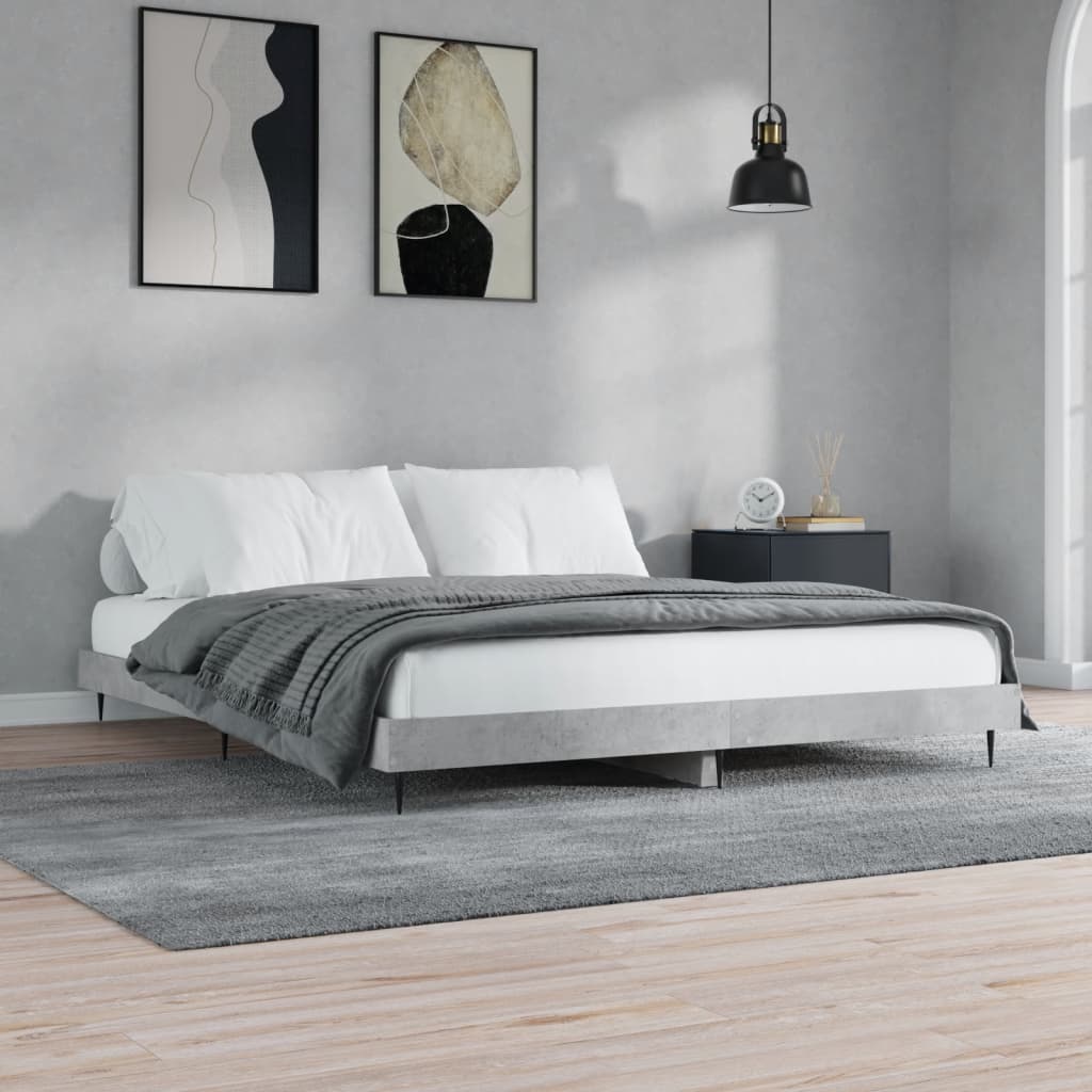 Bedframe bewerkt hout betongrijs 120x200 cm Bedden & bedframes | Creëer jouw Trendy Thuis | Gratis bezorgd & Retour | Trendy.nl