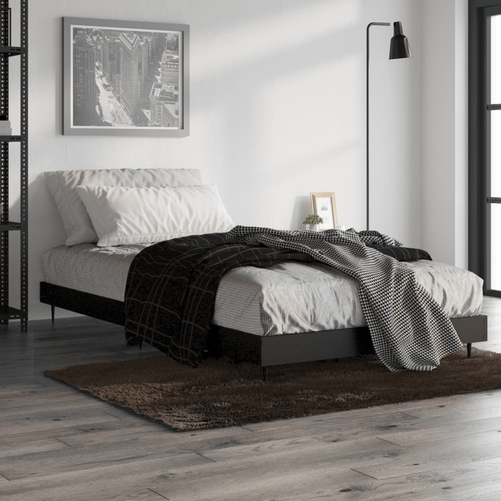 Bedframe bewerkt hout zwart 100x200 cm Bedden & bedframes | Creëer jouw Trendy Thuis | Gratis bezorgd & Retour | Trendy.nl