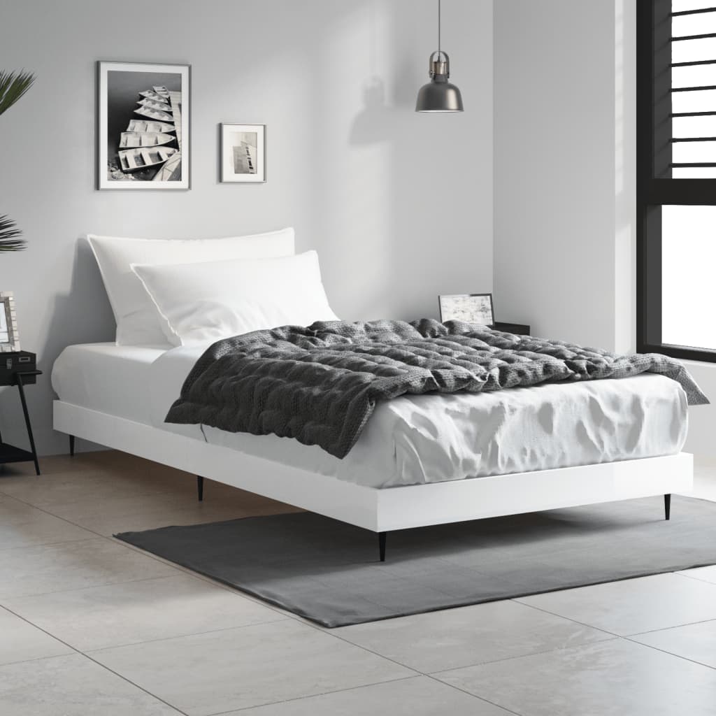 Bedframe bewerkt hout hoogglans wit 100x200 cm Bedden & bedframes | Creëer jouw Trendy Thuis | Gratis bezorgd & Retour | Trendy.nl