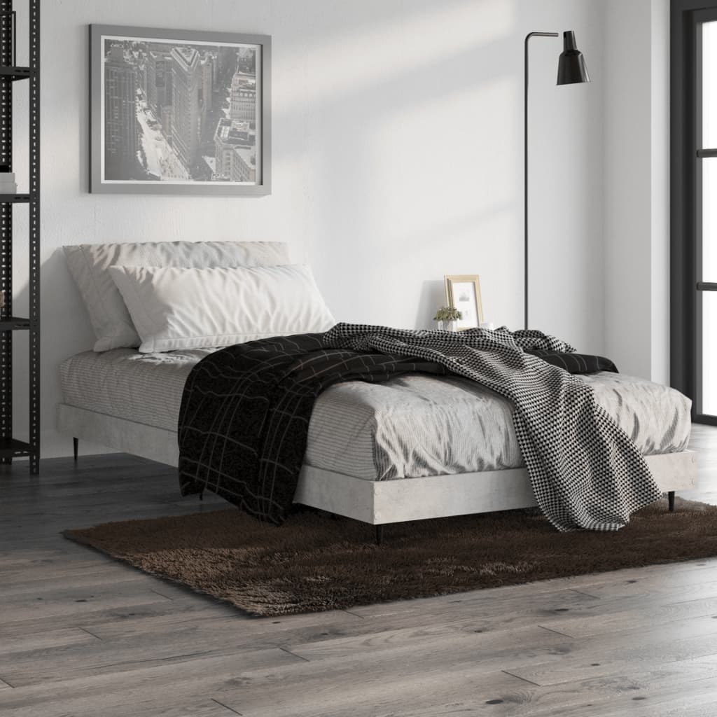 Bedframe bewerkt hout betongrijs 100x200 cm Bedden & bedframes | Creëer jouw Trendy Thuis | Gratis bezorgd & Retour | Trendy.nl