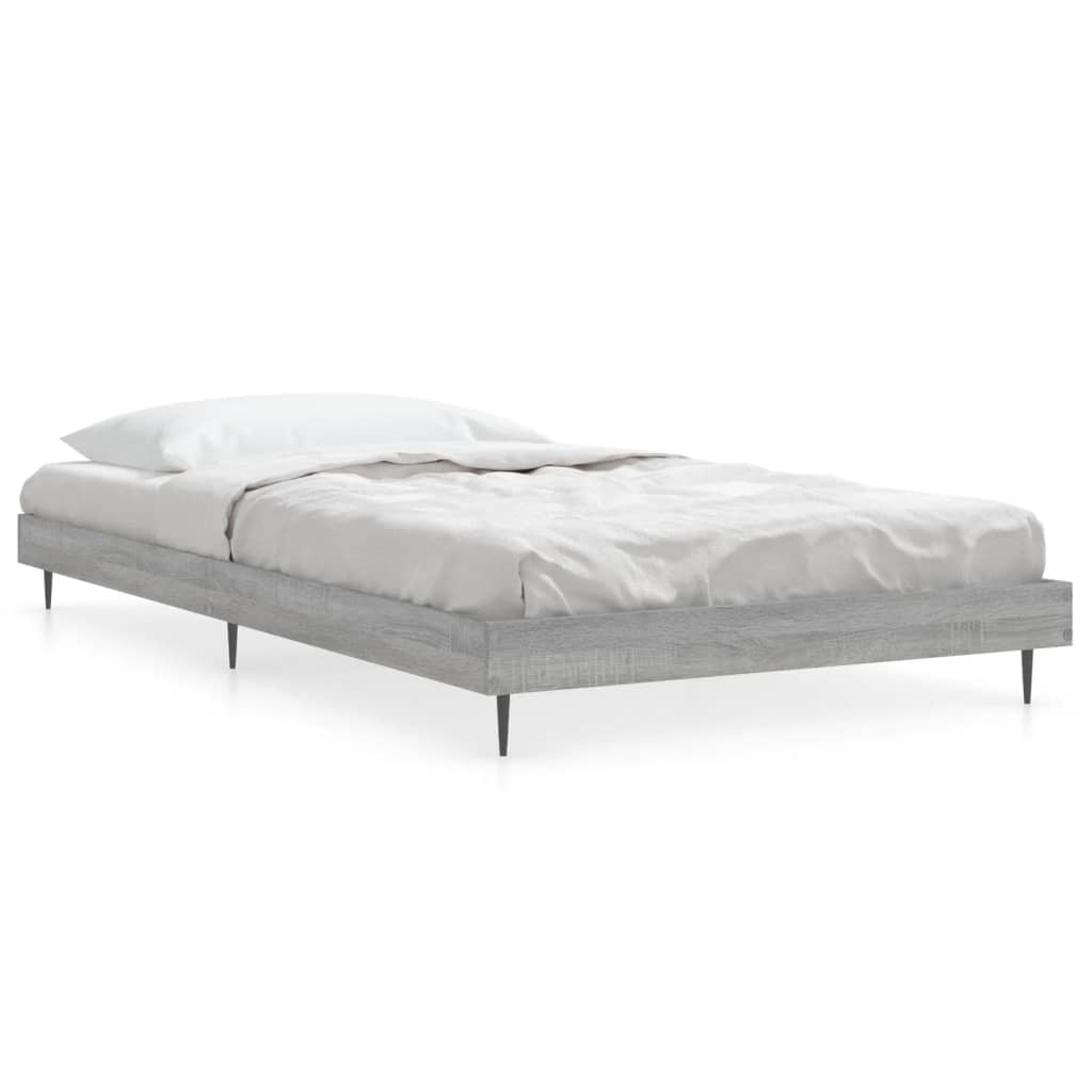 Bedframe bewerkt hout grijs sonoma eikenkleurig 100x200 cm Bedden & bedframes | Creëer jouw Trendy Thuis | Gratis bezorgd & Retour | Trendy.nl