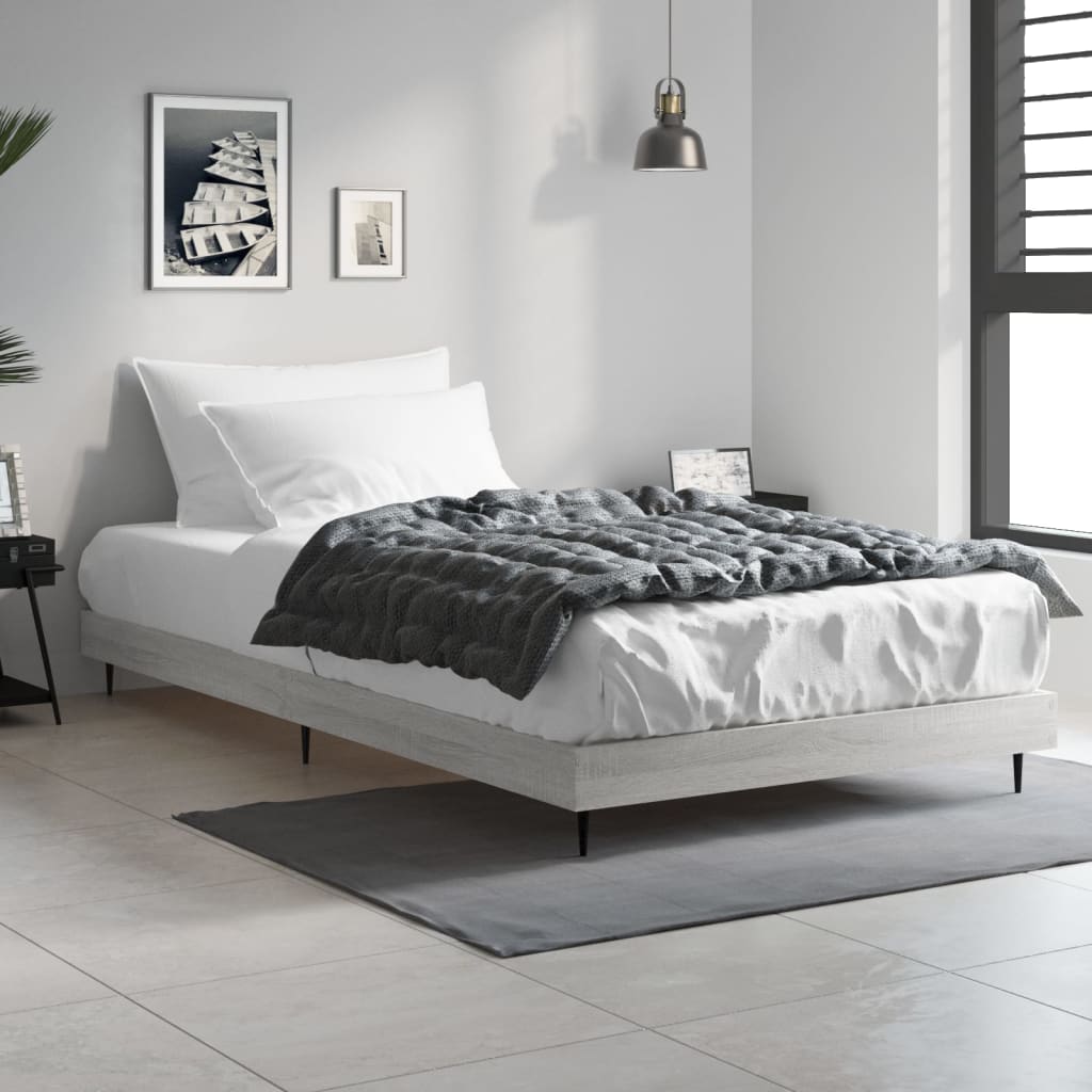 Bedframe bewerkt hout grijs sonoma eikenkleurig 100x200 cm Bedden & bedframes | Creëer jouw Trendy Thuis | Gratis bezorgd & Retour | Trendy.nl