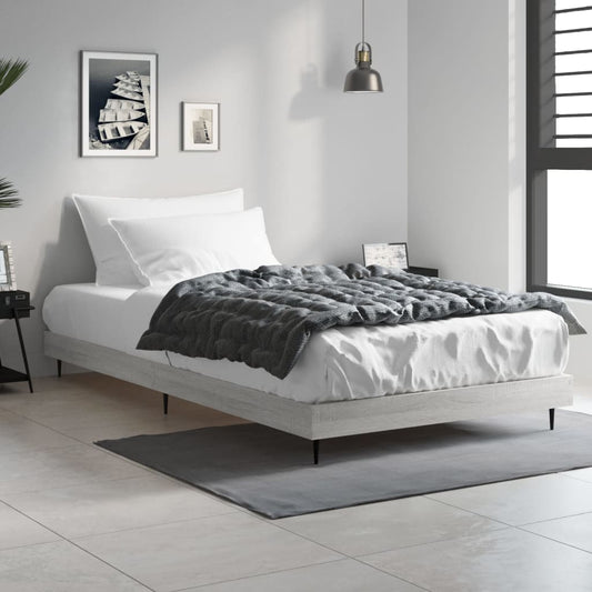 Bedframe bewerkt hout grijs sonoma eikenkleurig 100x200 cm Bedden & bedframes | Creëer jouw Trendy Thuis | Gratis bezorgd & Retour | Trendy.nl