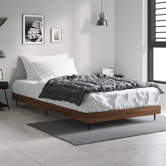 Bedframe bewerkt hout bruin eikenkleur 100x200 cm Bedden & bedframes | Creëer jouw Trendy Thuis | Gratis bezorgd & Retour | Trendy.nl