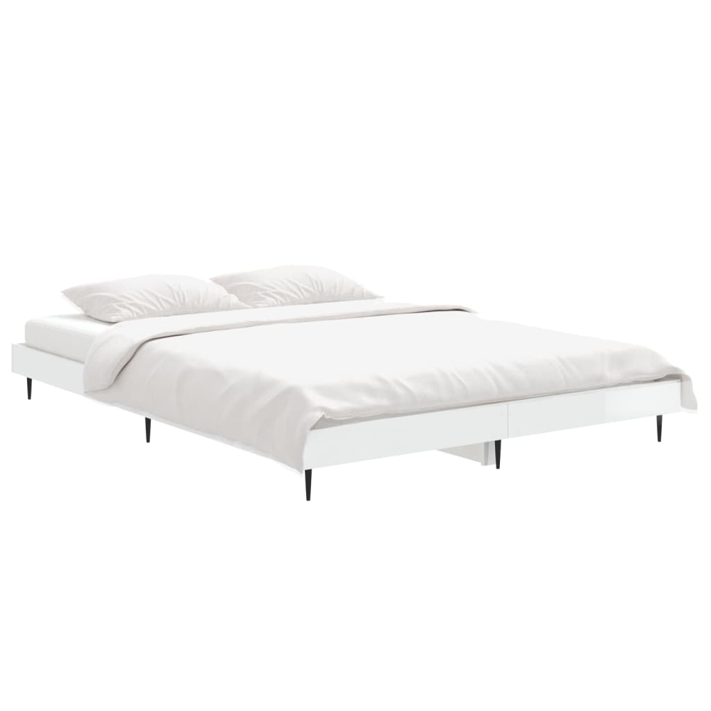 Bedframe bewerkt hout hoogglans wit 140x190 cm Bedden & bedframes | Creëer jouw Trendy Thuis | Gratis bezorgd & Retour | Trendy.nl