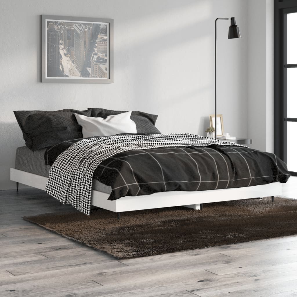 Bedframe bewerkt hout hoogglans wit 140x190 cm Bedden & bedframes | Creëer jouw Trendy Thuis | Gratis bezorgd & Retour | Trendy.nl