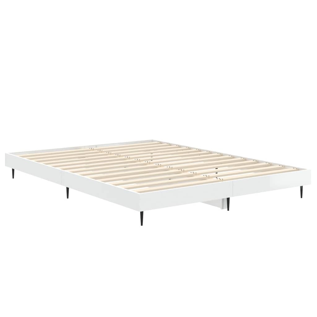 Bedframe bewerkt hout hoogglans wit 140x190 cm Bedden & bedframes | Creëer jouw Trendy Thuis | Gratis bezorgd & Retour | Trendy.nl