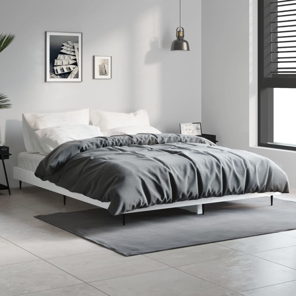 Bedframe bewerkt hout hoogglans wit 140x190 cm Bedden & bedframes | Creëer jouw Trendy Thuis | Gratis bezorgd & Retour | Trendy.nl