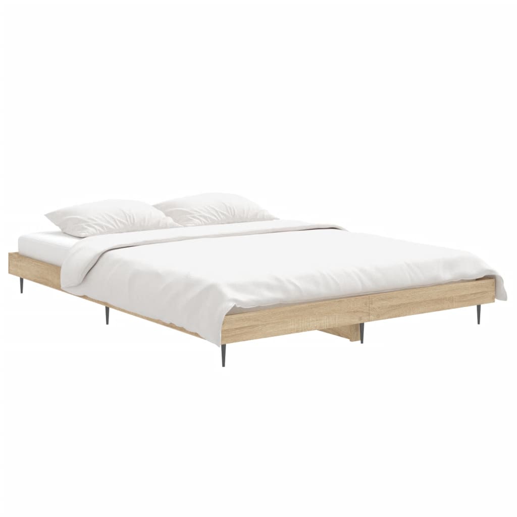 Bedframe bewerkt hout sonoma eikenkleurig 90x190 cm Bedden & bedframes | Creëer jouw Trendy Thuis | Gratis bezorgd & Retour | Trendy.nl