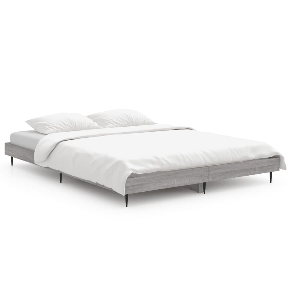 Bedframe bewerkt hout grijs sonoma eikenkleurig 140x190 cm Bedden & bedframes | Creëer jouw Trendy Thuis | Gratis bezorgd & Retour | Trendy.nl