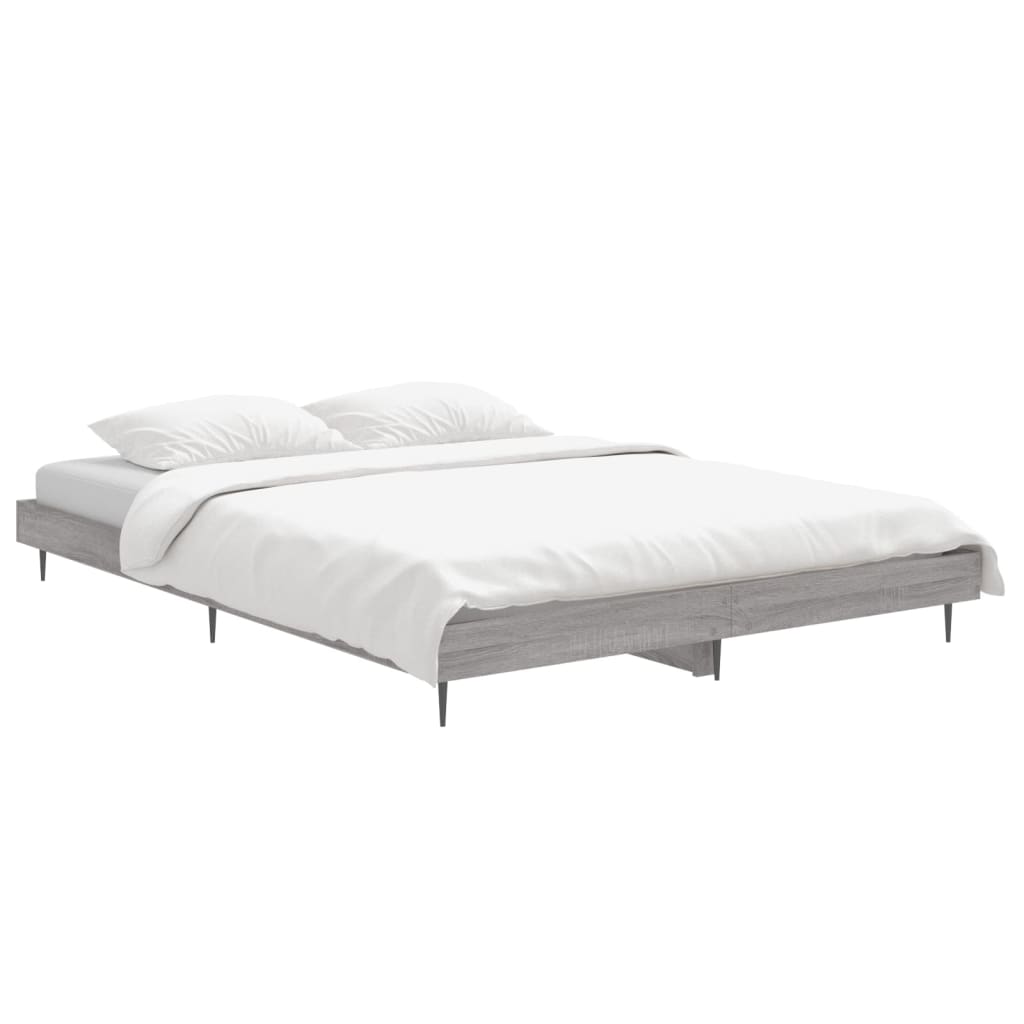 Bedframe bewerkt hout grijs sonoma eikenkleurig 140x190 cm Bedden & bedframes | Creëer jouw Trendy Thuis | Gratis bezorgd & Retour | Trendy.nl