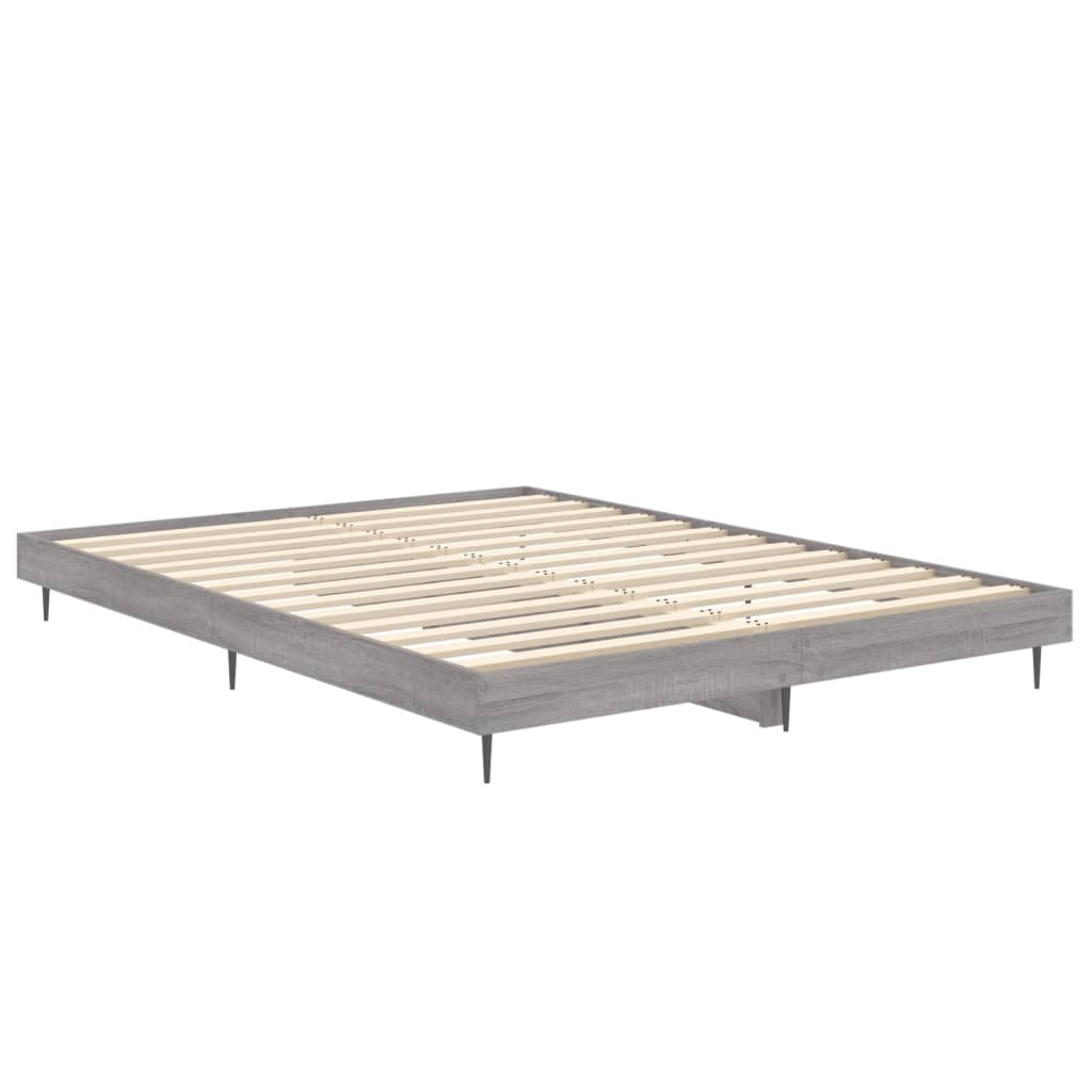 Bedframe bewerkt hout grijs sonoma eikenkleurig 140x190 cm Bedden & bedframes | Creëer jouw Trendy Thuis | Gratis bezorgd & Retour | Trendy.nl