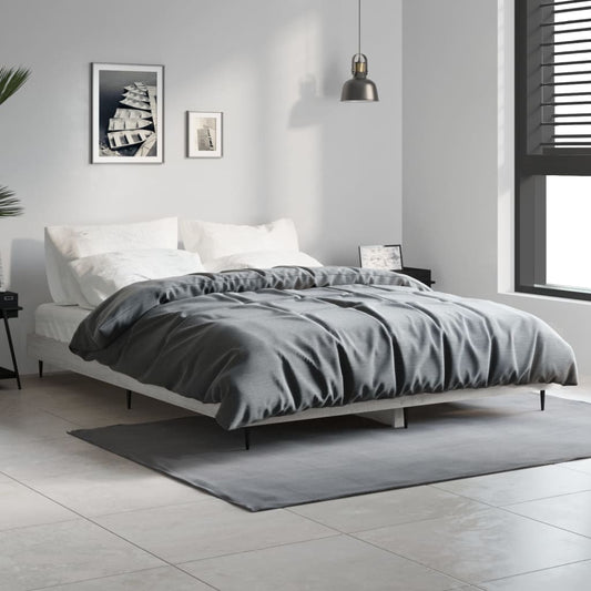 Bedframe bewerkt hout grijs sonoma eikenkleurig 140x190 cm Bedden & bedframes | Creëer jouw Trendy Thuis | Gratis bezorgd & Retour | Trendy.nl