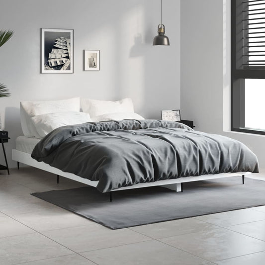 Bedframe bewerkt hout wit 135x190 cm Bedden & bedframes | Creëer jouw Trendy Thuis | Gratis bezorgd & Retour | Trendy.nl