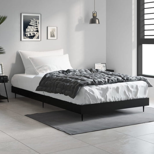 Bedframe bewerkt hout zwart 90x190 cm Bedden & bedframes | Creëer jouw Trendy Thuis | Gratis bezorgd & Retour | Trendy.nl